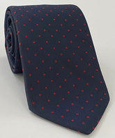 Red Dots on Dark Navy Pin-Dot Silk Tie EPDT-4
